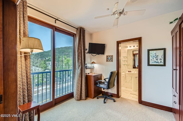 1234 Westhaven Cir Unit A-71, Vail, CO 81657 - carpeted office with a ceiling fan, baseboards, and a sink