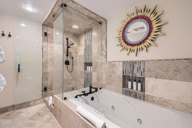 1234 Westhaven Cir Unit A-71, Vail, CO 81657 - full bathroom with a stall shower, a whirlpool tub, and recessed lighting