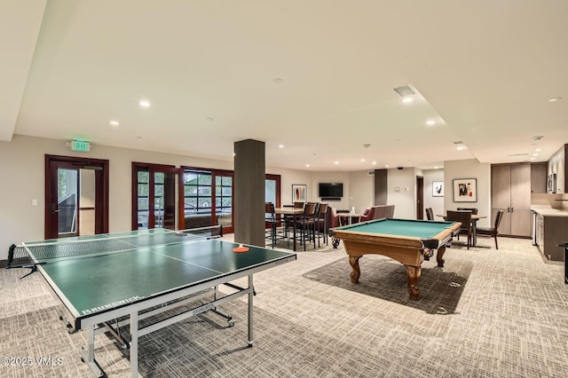 1234 Westhaven Cir Unit A-71, Vail, CO 81657 - game room featuring pool table, light carpet, recessed lighting, and baseboards