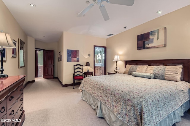 1234 Westhaven Cir Unit A-71, Vail, CO 81657 - bedroom featuring light colored carpet, baseboards, recessed lighting, and ceiling fan