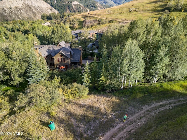 birds eye view of property featuring a mountain view