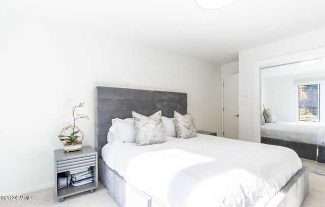 carpeted bedroom featuring a closet