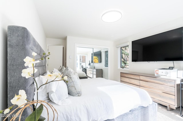 bedroom featuring a closet and carpet