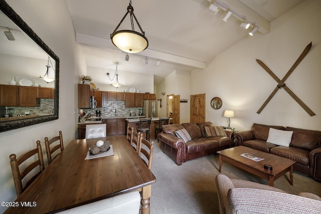 531 E Lionshead Cir Unit 303, Vail, CO 81657 - living area featuring track lighting and light carpet