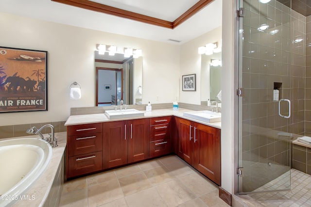 1325 Westhaven Dr Unit A302, Vail, CO 81657 - full bath with double vanity, a garden tub, a stall shower, and tile patterned floors