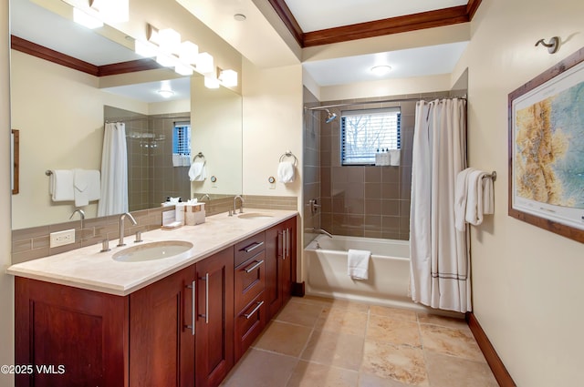 1325 Westhaven Dr Unit A302, Vail, CO 81657 - full bath with shower / tub combo, double vanity, and crown molding
