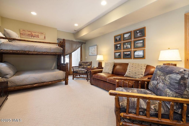 bedroom featuring carpet floors and recessed lighting