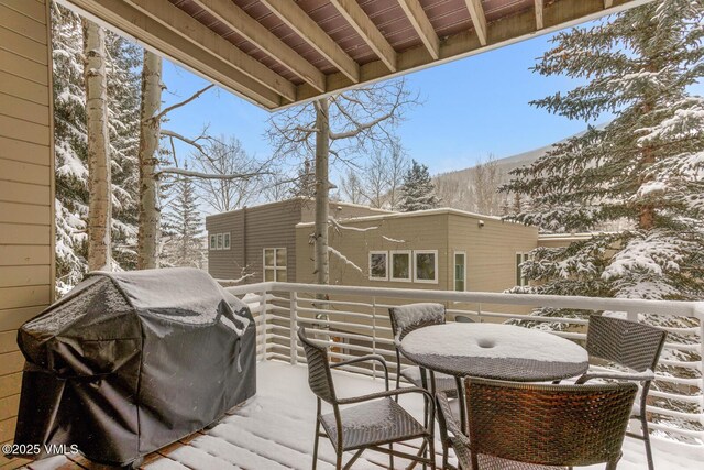 1230 Lions Ridge Loop Unit 2-D, Vail, CO 81657 - snow covered back of property with area for grilling