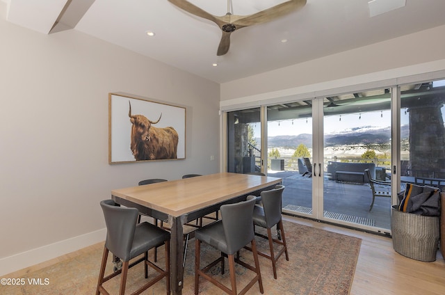 2682 E Haystacker Dr, Eagle, CO 81631 - dining space featuring french doors, recessed lighting, a ceiling fan, and light wood-type flooring