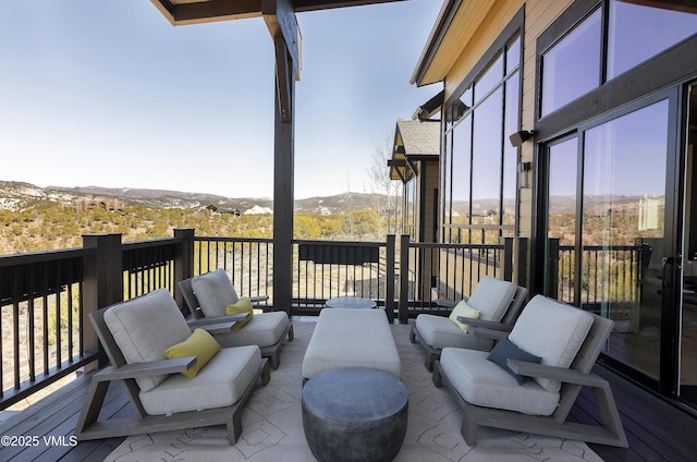 2682 E Haystacker Dr, Eagle, CO 81631 - view of patio / terrace featuring a mountain view and an outdoor living space