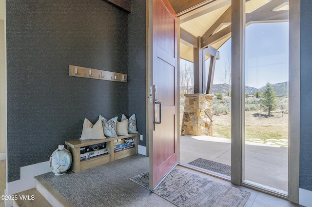 2682 E Haystacker Dr, Eagle, CO 81631 - doorway featuring lofted ceiling and a mountain view