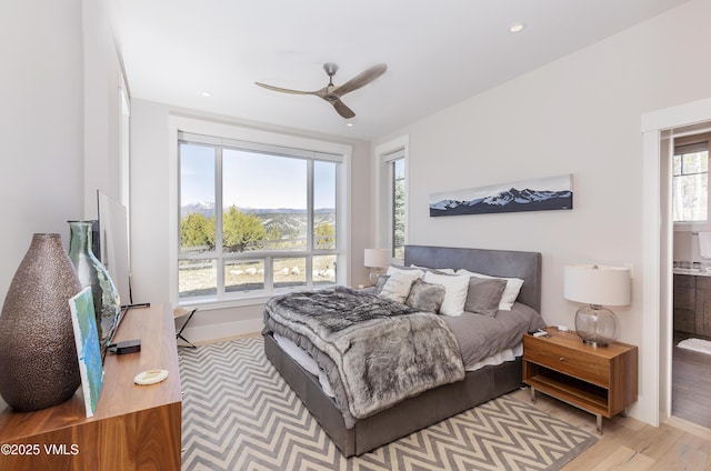 2682 E Haystacker Dr, Eagle, CO 81631 - bedroom featuring wood finished floors, recessed lighting, and ceiling fan