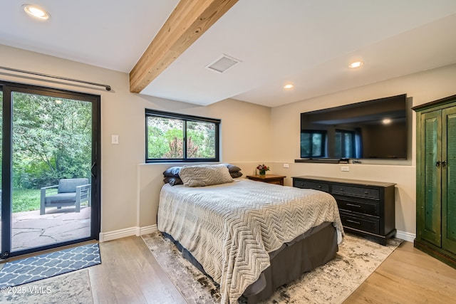 11 Spruce Cir, Edwards, CO 81632 - bedroom with access to exterior, light wood-style flooring, and recessed lighting