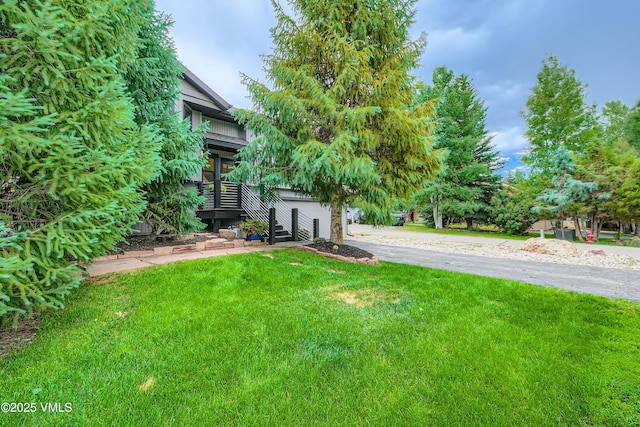 11 Spruce Cir, Edwards, CO 81632 - view of grassy yard with stairs and driveway