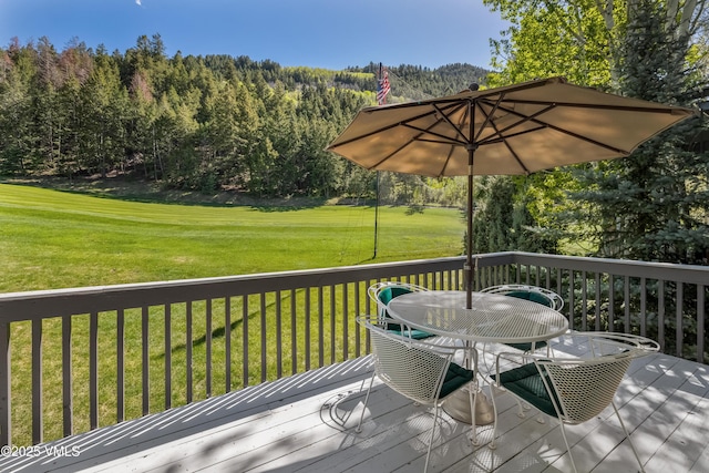 130 Grouse Ct Unit B, Avon, CO 81620 - deck featuring a lawn and a forest view