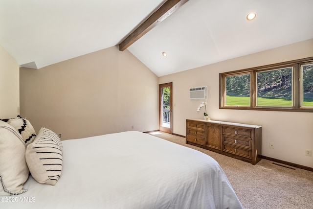 130 Grouse Ct Unit B, Avon, CO 81620 - carpeted bedroom featuring baseboards, an AC wall unit, and recessed lighting