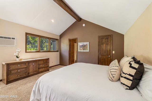 130 Grouse Ct Unit B, Avon, CO 81620 - bedroom featuring an AC wall unit, light colored carpet, recessed lighting, and baseboards