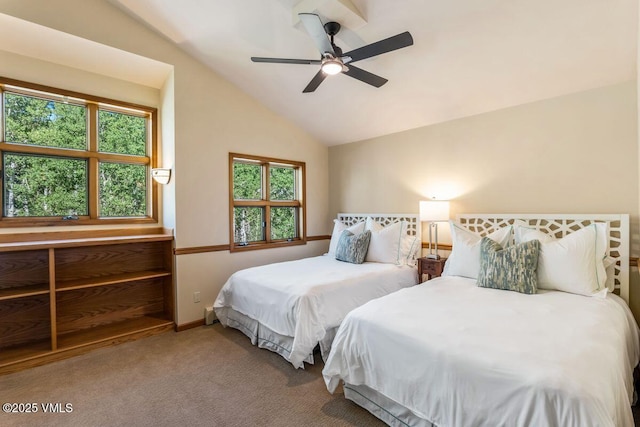 225 Eagle Crest Rd, Edwards, CO 81632 - carpeted bedroom featuring vaulted ceiling and a ceiling fan