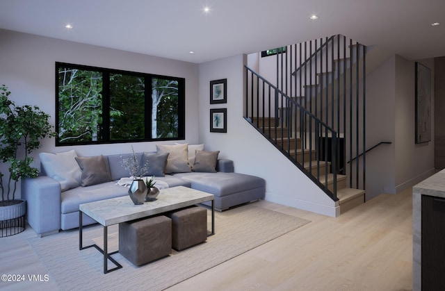 living room with light wood-type flooring