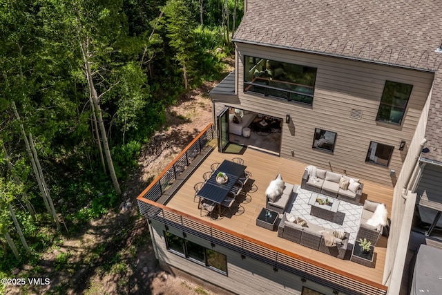 5074 Main Gore Dr S Unit B, Vail, CO 81657 - wooden deck featuring an outdoor living space and outdoor dining area