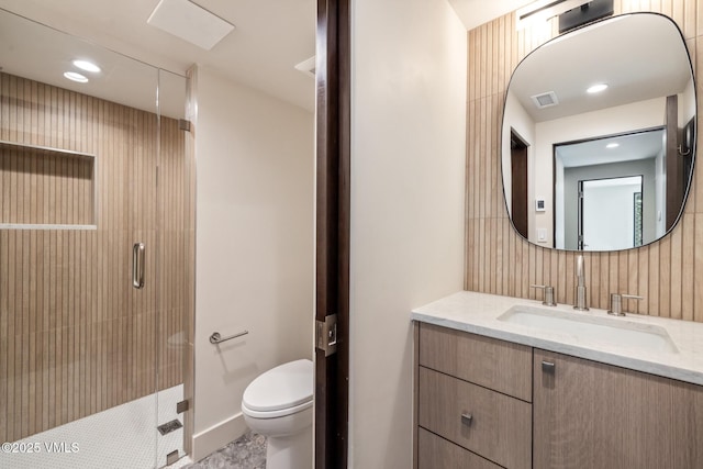 5074 Main Gore Dr S Unit B, Vail, CO 81657 - bathroom with vanity, a shower stall, and recessed lighting