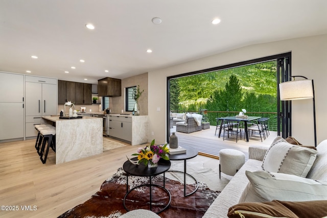 5074 Main Gore Dr S Unit B, Vail, CO 81657 - living area featuring light wood-style flooring and recessed lighting