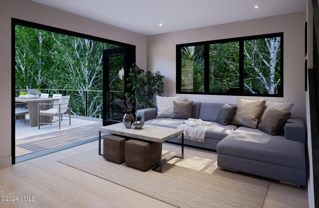 living room featuring light hardwood / wood-style flooring