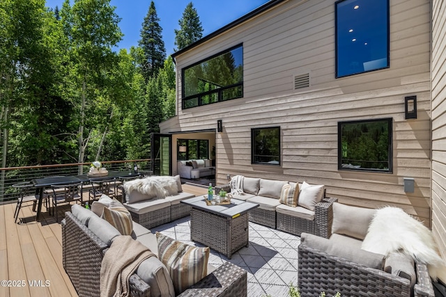 5074 Main Gore Dr S Unit B, Vail, CO 81657 - wooden terrace with an outdoor living space and outdoor dining space