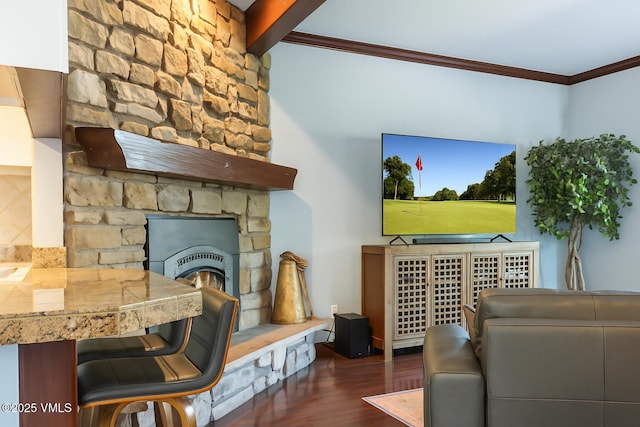 89 Columbine Cir Unit 2, Avon, CO 81620 - living room featuring ornamental molding and wood finished floors