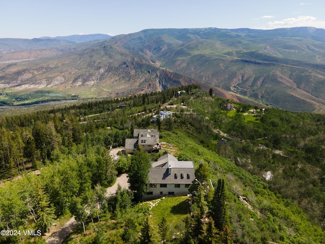 aerial view featuring a mountain view