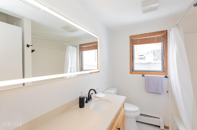 1610 Buffehr Creek Rd Unit A-22, Vail, CO 81657 - full bath with baseboard heating, vanity, and shower / bath combo with shower curtain