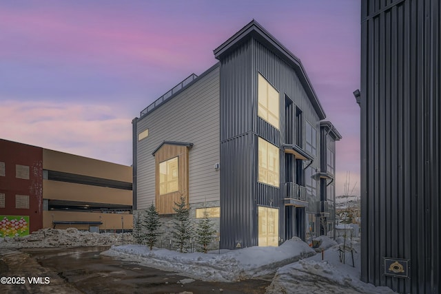 view of snow covered exterior