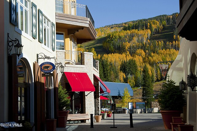 exterior space featuring a mountain view