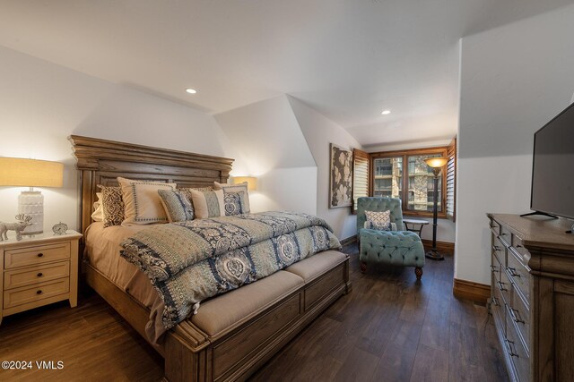 bedroom featuring dark wood-type flooring