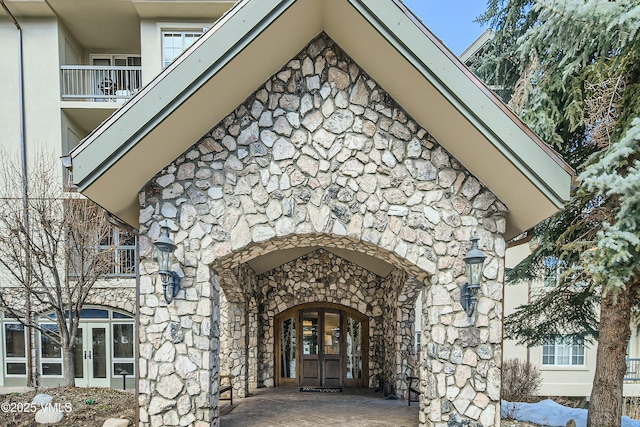 1120 Village Rd Unit 306, Beaver Creek, CO 81620 - entrance to property featuring stone siding and french doors