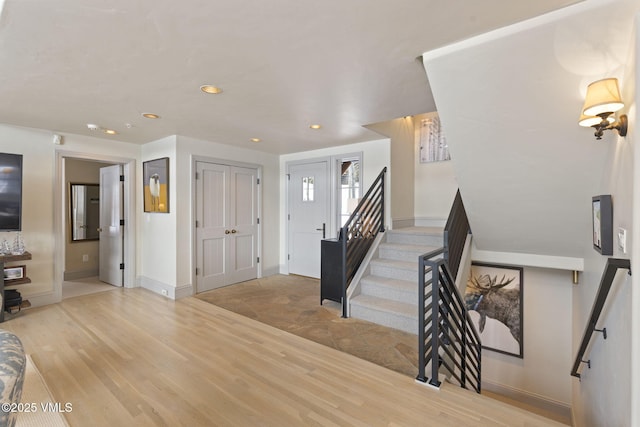 50 Bermuda Dr, Edwards, CO 81632 - foyer featuring wood finished floors, baseboards, stairway, and recessed lighting
