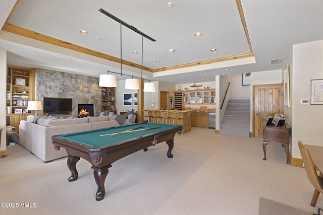 50 Bermuda Dr, Edwards, CO 81632 - game room with pool table, visible vents, a tray ceiling, and indoor bar