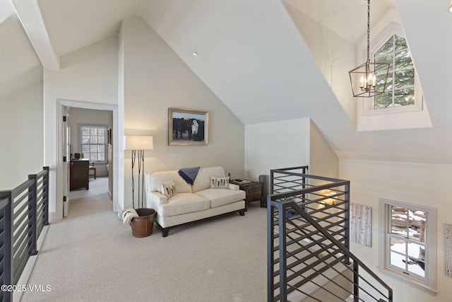 50 Bermuda Dr, Edwards, CO 81632 - interior space featuring high vaulted ceiling and a notable chandelier
