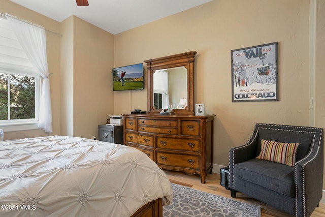 bedroom featuring light hardwood / wood-style flooring