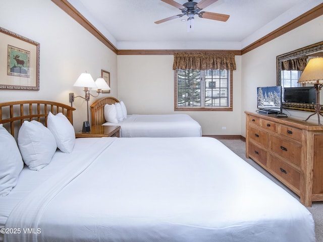 bedroom featuring light carpet