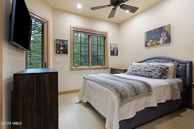 12 Cabin Creek Ln, Edwards, CO 81632 - bedroom featuring light colored carpet, recessed lighting, and ceiling fan