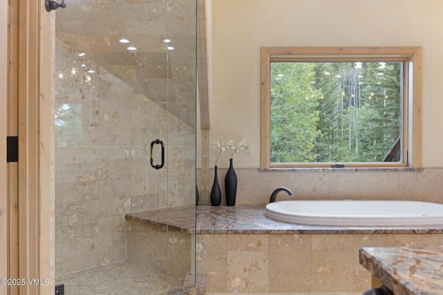 12 Cabin Creek Ln, Edwards, CO 81632 - full bath featuring a stall shower, a bath, and healthy amount of natural light
