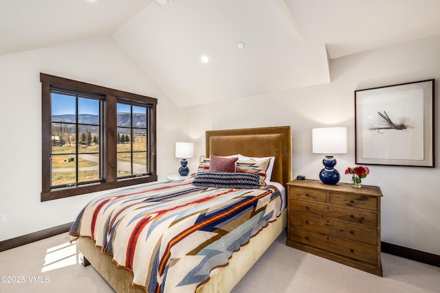 687 Hunters View Ln, Eagle, CO 81631 - carpeted bedroom with lofted ceiling, baseboards, and recessed lighting