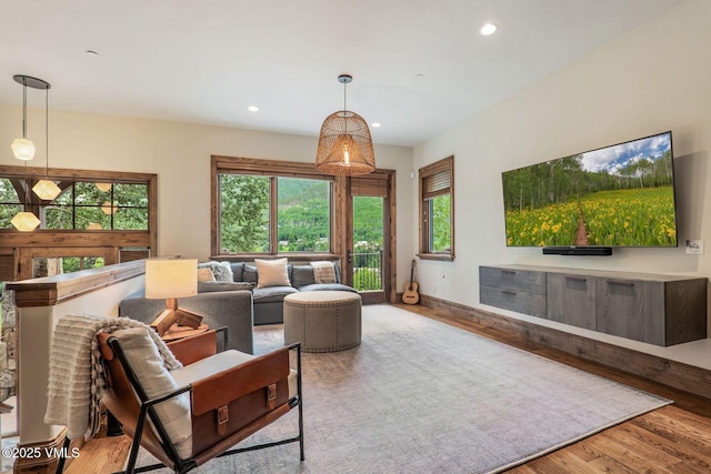 2417 Garmisch Dr Unit B, Vail, CO 81657 - living area featuring wood finished floors and recessed lighting