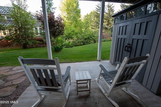 405 Greenwaye Cir Unit 11-A, Eagle-Vail, CO 81620 - view of patio with a storage shed