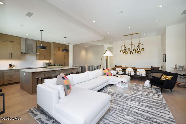 42 Riverfront Ln Unit Th-13, Avon, CO 81620 - living room with light wood-type flooring and recessed lighting