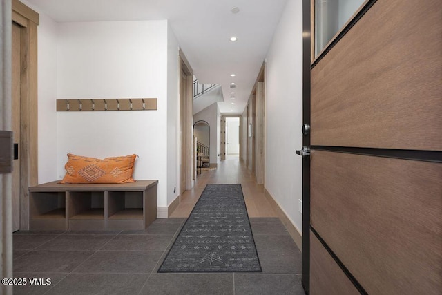 42 Riverfront Ln Unit Th-13, Avon, CO 81620 - hallway with tile patterned floors, recessed lighting, and baseboards