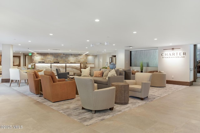 120 Offerson Rd Unit 7320, Beaver Creek, CO 81620 - living area featuring recessed lighting and an accent wall