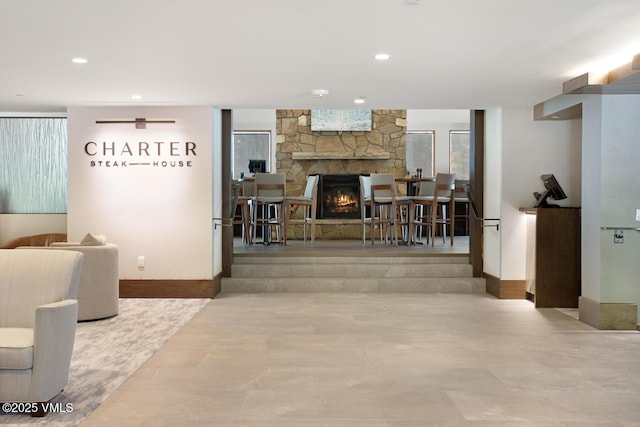 120 Offerson Rd Unit 7320, Beaver Creek, CO 81620 - living area with a fireplace and recessed lighting