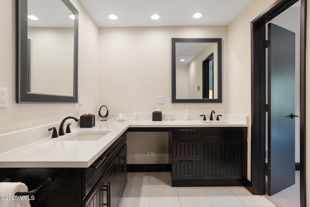 120 Offerson Rd Unit 7320, Beaver Creek, CO 81620 - bathroom featuring double vanity, tile patterned flooring, and recessed lighting